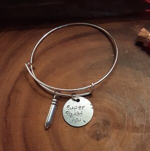 Super Squad tvd+ inspired Bangle Bracelet 2 charms silver vampire originals